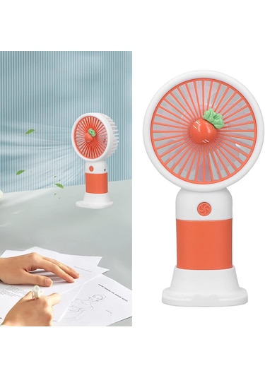 Alepera Electronic - 3 Kademeli Şarjlı Mini El Fanı - Turuncu & Beyaz Renk