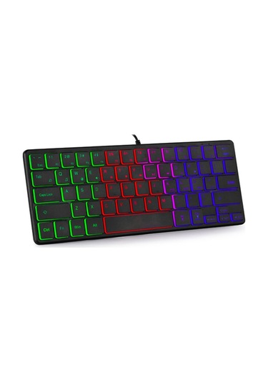 Taşınabilir Kablolu 64 Tuşlu Klavye Kompakt Film Tuş Takımı Hafif Arkadan Aydınlatmalı Klavye Bir Aydınlatma Modu Tak Ve Çalıştır, Siyah