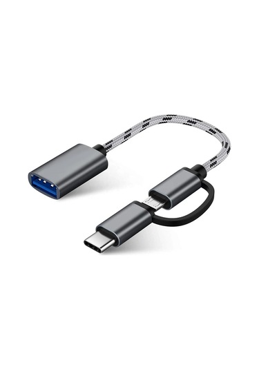 Untoom 2'li 1 Arada Usb 3.0 Otg Adaptör Kablo - Tip C/mikro Usb Dönüştürücü Gamepad/flash Disk Uyumlu Gümüş