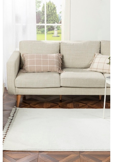 Saraz Halı Comfort Puffy Peluş Halı Beyaz