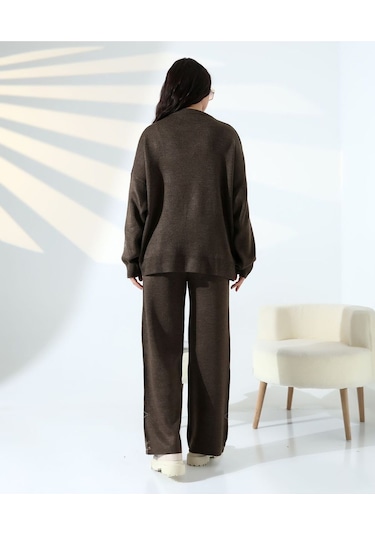 Marakeş Esintisi Alt-üst Triko Takım Kahverengi