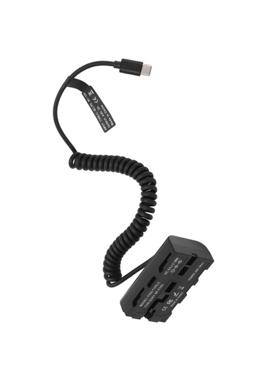 Geeroyoo Type-c Girişli F550 Yaylı Kablolu Sahte Pil - Monitör Ve Dolgu Işığı İçin Kararlı Güç Adaptörü