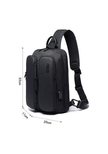 Fastbuy Bange Usb Girişli Çapraz Sırt & Göğüs Çantası Siyah Siyah