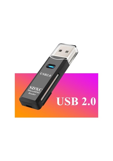 Siyah Fonken 2.0 Kart Okuyucu 2 In 1 Kart Okuyucu Pc İçin Mikro Sd Tf Kart Bellek Okuyucu Çoklu Kart Yazar Adaptörü Flash Sürücü