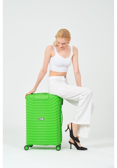 Keo-plus Yeşil Orta Boy Silikon Kırılmaz Pp Valiz Siyah
