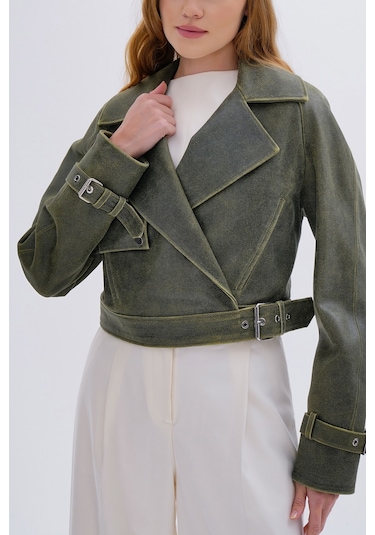 Valmenti Kadın Hakiki Deri Olive Deri Mont 616 Z-4011 Bn Derımont Sk24/25 Olıve Sarı