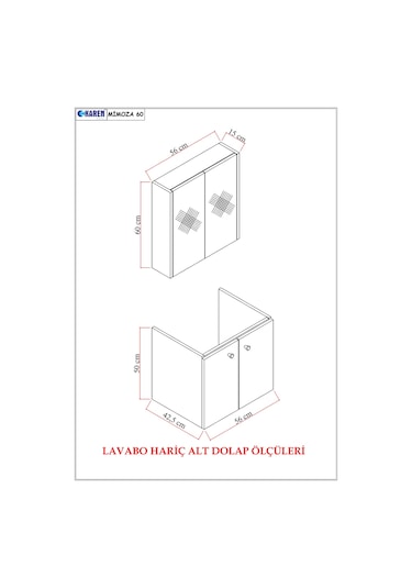 Karen Banyo Mimoza 60 Cm Lavabolu,aynalı Banyo Dolabı Seti,komple Mdf Seramik Lavabo Dahil,mdf Beyaz