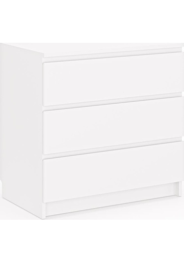 Derinkuyu 3 Çekmeceli Şifonyer Yatak Odası Bebek Odası Beyaz Beyaz