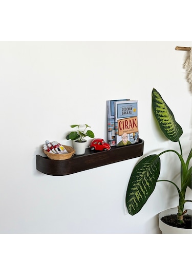 Ahşap Doğal Masif Duvar Rafı Ceviz