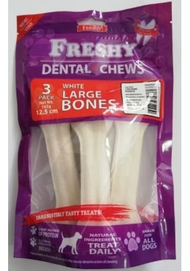 Freshy Dental Large Bones Beyaz Çiğneme Kemiği 12.5 CM 3'lü