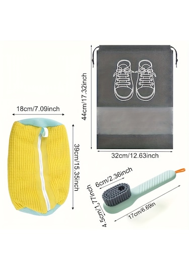 Pratikus 3 Lü Ayakkabı Yıkama Seti Büyük Boy Fermuarlı Yıkama T