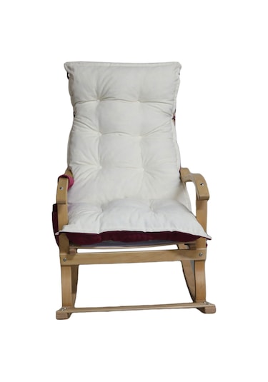 Mobildeco Erciyes Bordo/Krem Çift Renkli Cepli Sallanan Sandalye Ceviz