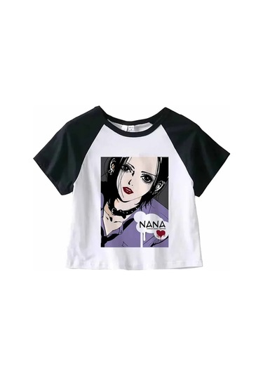 Snapbuy Nana Japon Anime Yazlık Kısa Kollu T-shirt - Kadın Harajuku Kalp Grafik Tişörterkek Altın