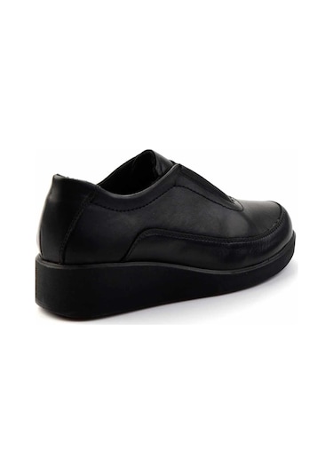 Siyah Hakiki Deri Kadın Casual Ayakkabı K01809034003 Siyah