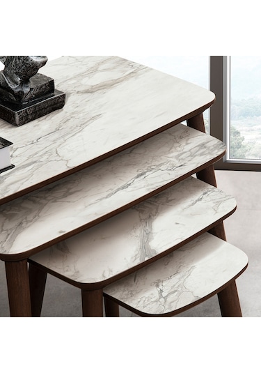 Vovvahome Luci 4lü Mdf Ahşap Zigon Sehpa Ve Orta Sehpa - Beyaz