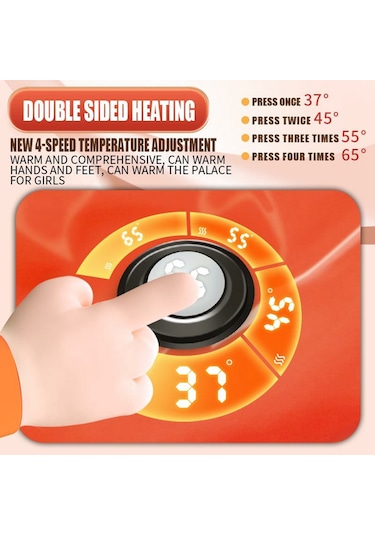 Akıllı Sıcaklık Kontrollü Grafen Isıtmalı El Isıtıcı, 4 Ayarlanabilir Seviye Ce Sertifikalı - Siyah