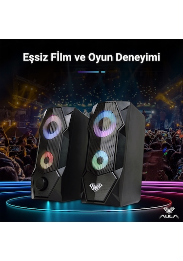 Aula N-301 10w Masaüstü Rgb Gaming Oyuncu Pc 1+1 Speaker Hoparlör