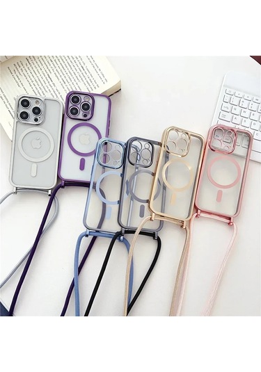 Crossboby Kordon Kaplama Telefon Kılıfı İphone 16e 16 15 14 13 Açık Gri