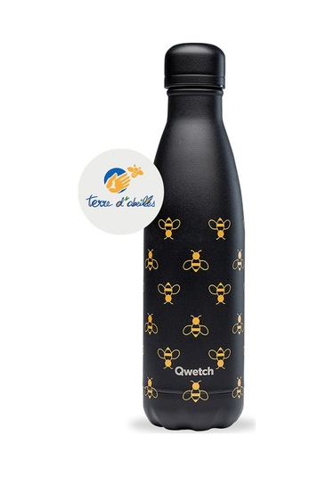 Qwetch QD2322 Arı Desenli Isı Yalıtımlı 500 ML Termos - Siyah