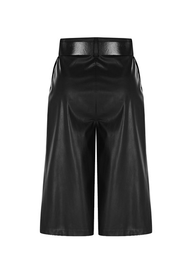 Kadın Suni Deri Bermuda Şort Frn61080 Siyah