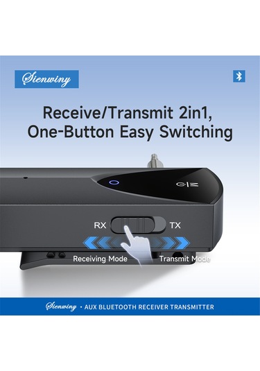 Yunboo S2 Bluetooth V5.3 Alıcı-verici, Tek Tıkla Geçiş, 2-in-1 Fonksiyon, Araçta Ellerden Özgür Konuşma, Kablosuz Ses Aktarımı