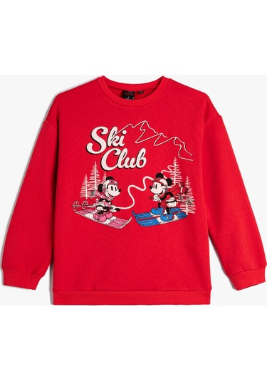 Koton Minnie Mouse Ve Mickey Mouse Sweatshirt Lisanslı Uzun Kollu Bisiklet Yaka Şardonlu Kırmızı 4wkg10692ak 4WKG10692AK414 Kırmızı