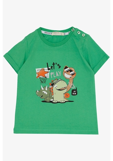 Breeze Erkek Çocuk Şortlu Takım Oyun Zamanı Mutlu Hayvancıklar Baskılı 1-4 Yaş, Yeşil-yeşil Yeşil