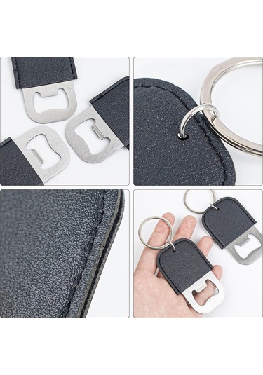 24 Paket Pu Şişe Açacağı Anahtarlık Paslanmaz Çelik Bira Açacakları Boşlukları Siyah