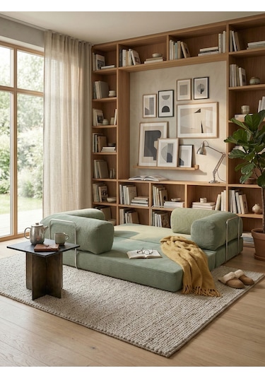 Reflekta Sünger Koltuk Rollpack Kanepe Relax 90x190 Yatak Koltuk Demonte Adaçayı Yeşili