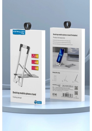 Cm23 Ayarlanabilir Katlanabilir Masaüstü Telefon Tutucu - Gümüş Çok Renkli