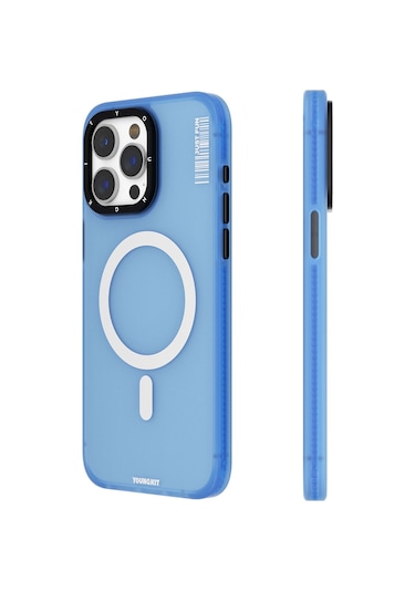 İphone 15 Pro Max Uyumlu Kılıf Magsafe Şarj Özellikli Youngkit Colored Sand Serisi Kapak Siyah