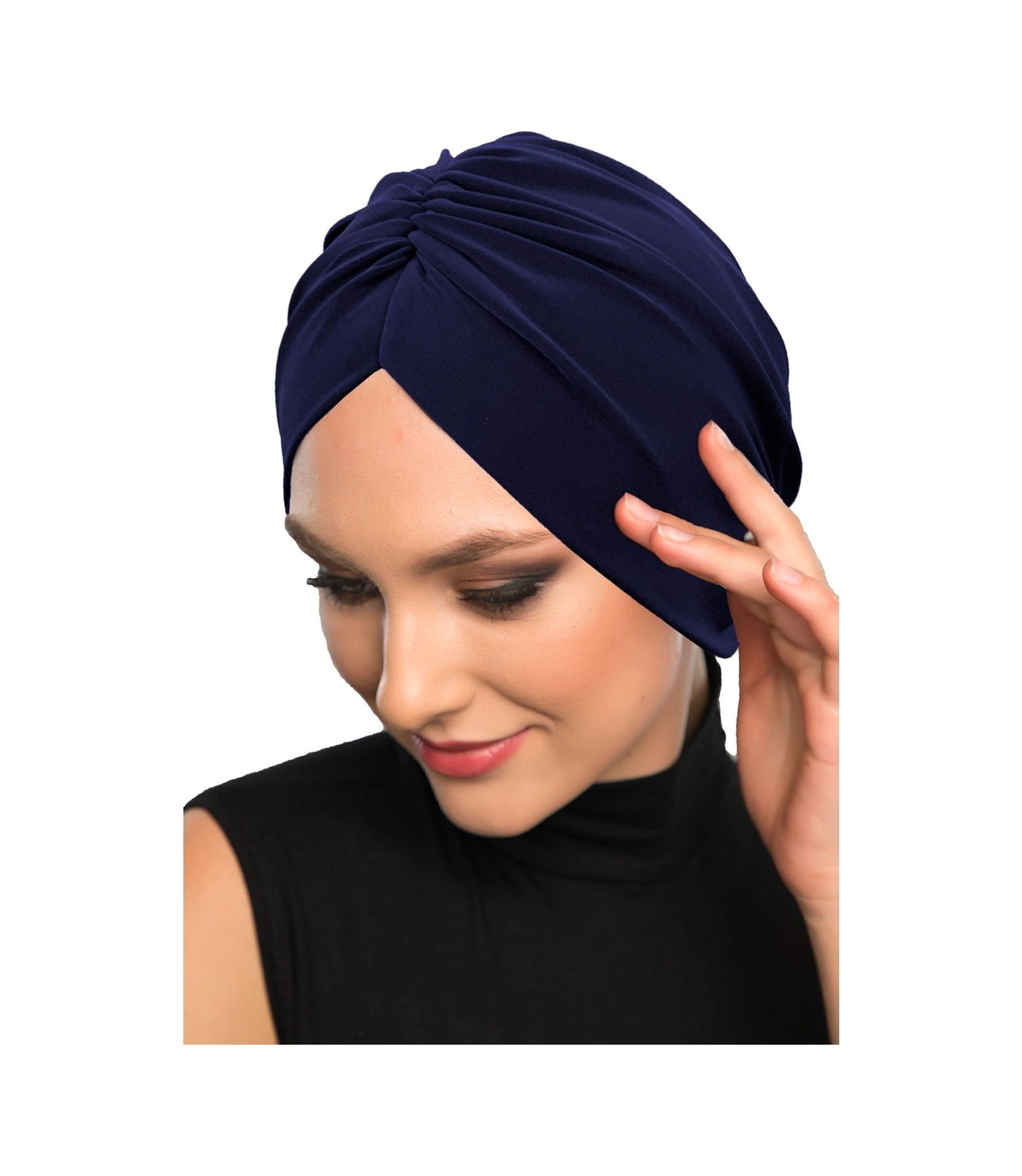 Büzme Çift Taraflı Lacivert Hazır Türban Tesettür Havuz Bonesi Lacivert