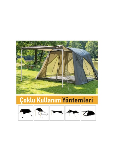 Haegs Ayarlanabilir Tarp Tente Direkleri, 2 Li Set, Teleskopik Alüminyum Çadır Gölgelik Branda Direkleri, Kamp Direği Katlanabilir Hafif Karavan Araç Yan Tente Direği - Gümüş