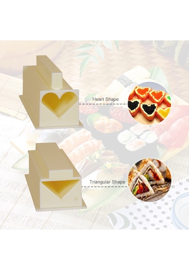 Xindoker Mutfak İçin 10 Parça Çeşitli Şekillerde Kalp, Daire, Dikdörtgen Sushi Ve Zırh Yapımı Seti - Sağlıklı Plasti K Materyal - Kolay Kullanim - Hediye Paketi Diğer