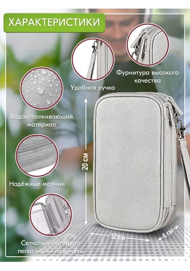 Shine Love Kablolar Ve Powerbank İçin Depolama Düzenleyici 242264673 Açık Gri