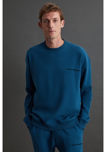 Marshall Erkek Pamuklu Içi Polarlı Nakışlı Relaxed Petrol Yeşili Eşofman Takımı