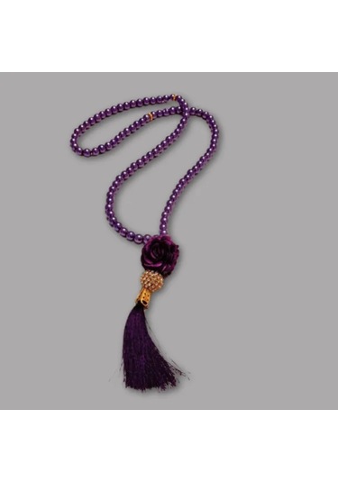 Uretti - Gül 4612 - El Yapımı Püsküllü İnci Tesbih 99'lu - Mor Mor