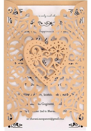 Mufunye 10 Adet İnci Kağıdı Çiçek Desenli Davetiye Kartı - Düğün, Doğum Günü, Yıldönümü İçin 112 Karakter