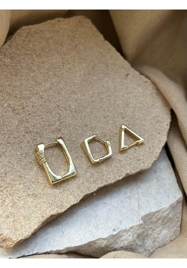 Ysx Jewelry Geometrik Üçlü Küpe Seti Çok Renkli