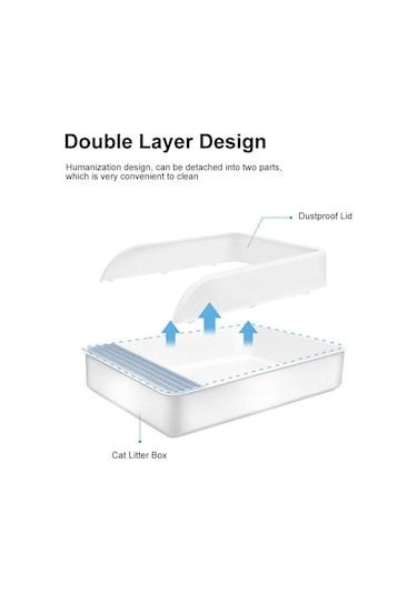 Maiyame Beyaz Tam/kısmi Kapalı Büyük Boy Kedi Kumu Kutusu - Kokusuz Kedi Tuvaleti Kedi Malzemeleri - S Yavru Kedi Boyutu