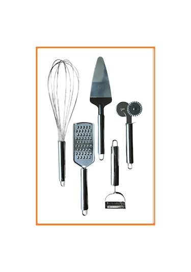 Beşli Mutfak Seti, Çırpıcı, Spatula, Soyacak, Pizza Kesici, Rende