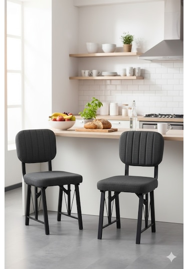 Elfin Mutfak Sandalyesi Yemek Odası Bahçe Balkon Otel Restoran Kafe Sandalyesi - 1 Adet - Antrasit Antrasit