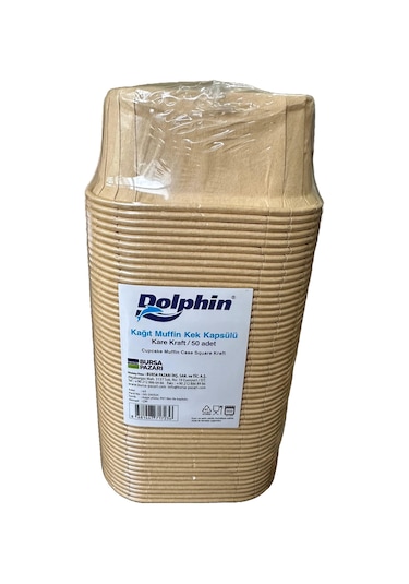 Dolphin Muffin Kare Kağıt Kraft Sarı Kek Kalıbı Kapsülü Kabı - 50 Adetlik 1 Paket Renkli