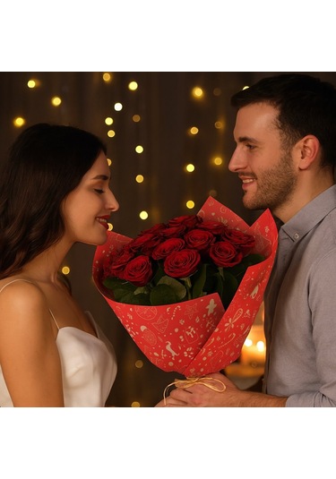 Yılbaşı Tasarımlı Çiçek Ambalaj Kağıdı, Hediye Paketleme Kağıdı,