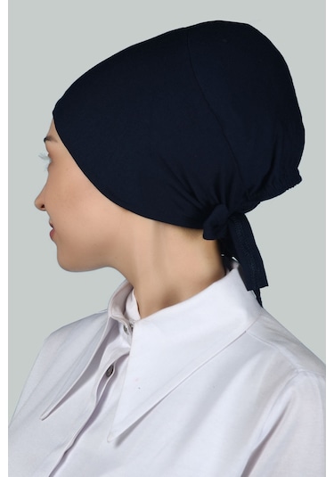 Altobeh Kadın Pratik Dikişsiz Bağcıklı Kaymayan Tesettür Penye Bone - Lacivert