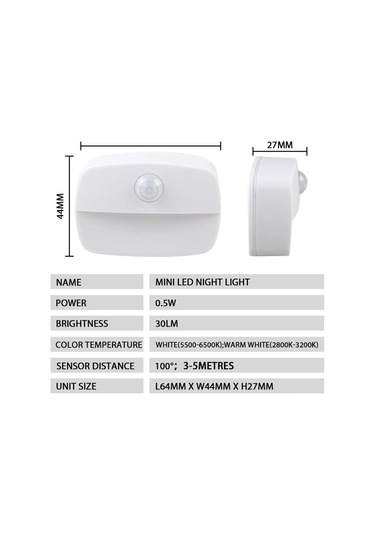 Skycity Led Pır Vücut Algılama Akıllı Gece Lambası - Merdiven, Dolap, Şifonyer Için Islak Beyaz 4'lü Paket Pil Dahil Değil Beyaz