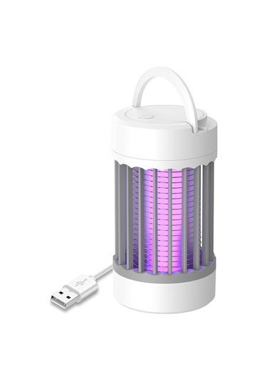 Fosenze Usb Şarjlı Led Pavuk Elektrikli Moskito Öldürücü Lambası - İç/ Dış Kullanım, 2 Mod, 365nm Uv Işık, 35db Sessiz, Gri