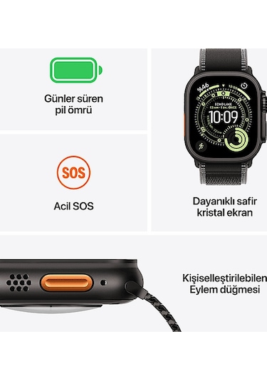 Apple Watch Ultra 3 MF0X4TU/A Gps + Cellular 49 MM Akıllı Saat (Distribütör Garantili)