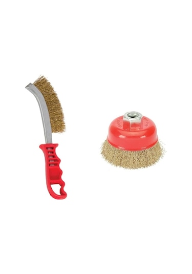 2 Li Saplı Tel Fırça Emka Çanak Fırça Seti 100 Mm