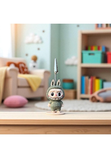 Dekoratif Sevimli Labubu Notluk - Kağıt Tutacağı - Fotoğraf Tutacak Haki